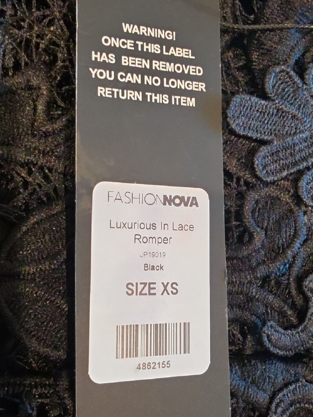 Fashion Nova Black Lace Overlay Romper - Picture 3 of 3